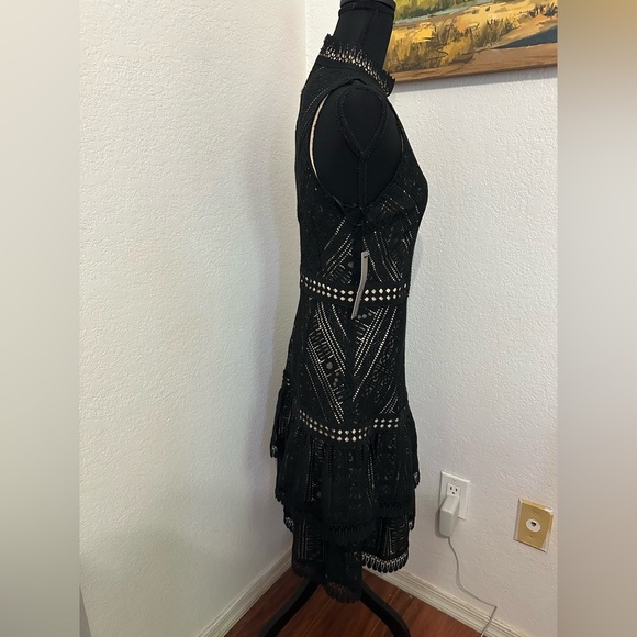 Anthropologie Hailee C Bella Black Lace Detail Midi Dress- Size XS NWT - Picture 3 of 9